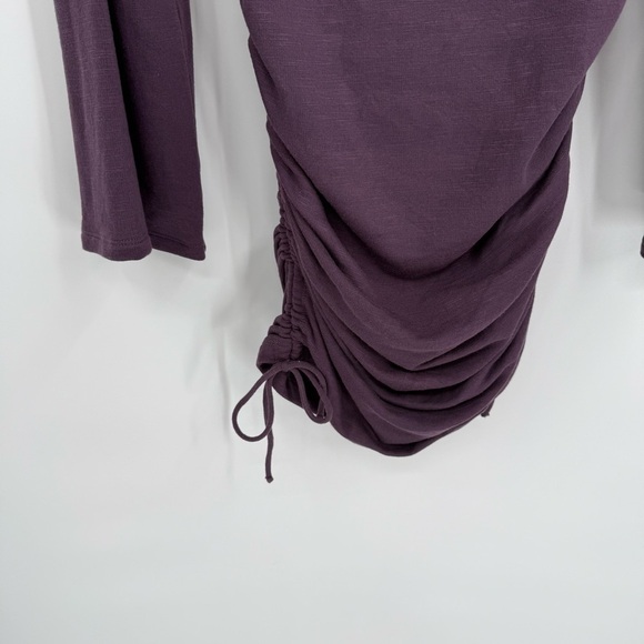 Daily Practice Anthropologie Long Sleeve Ruched Mini Dress Plum Purple Size S - Picture 7 of 15